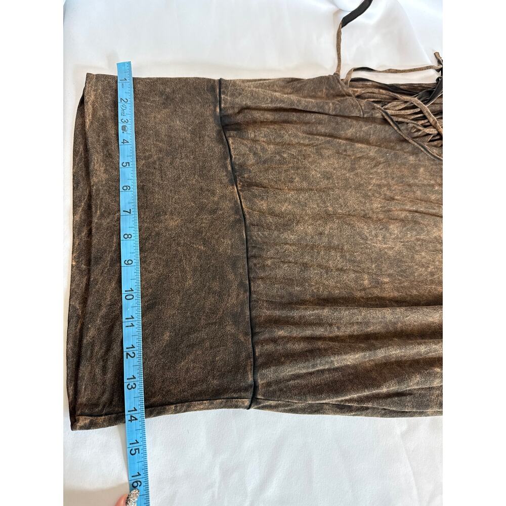 Brown Asymmetrical Maxi Skirt Boho Festival Cowgirl Western Foldover Waist Large - Picture 4 of 7